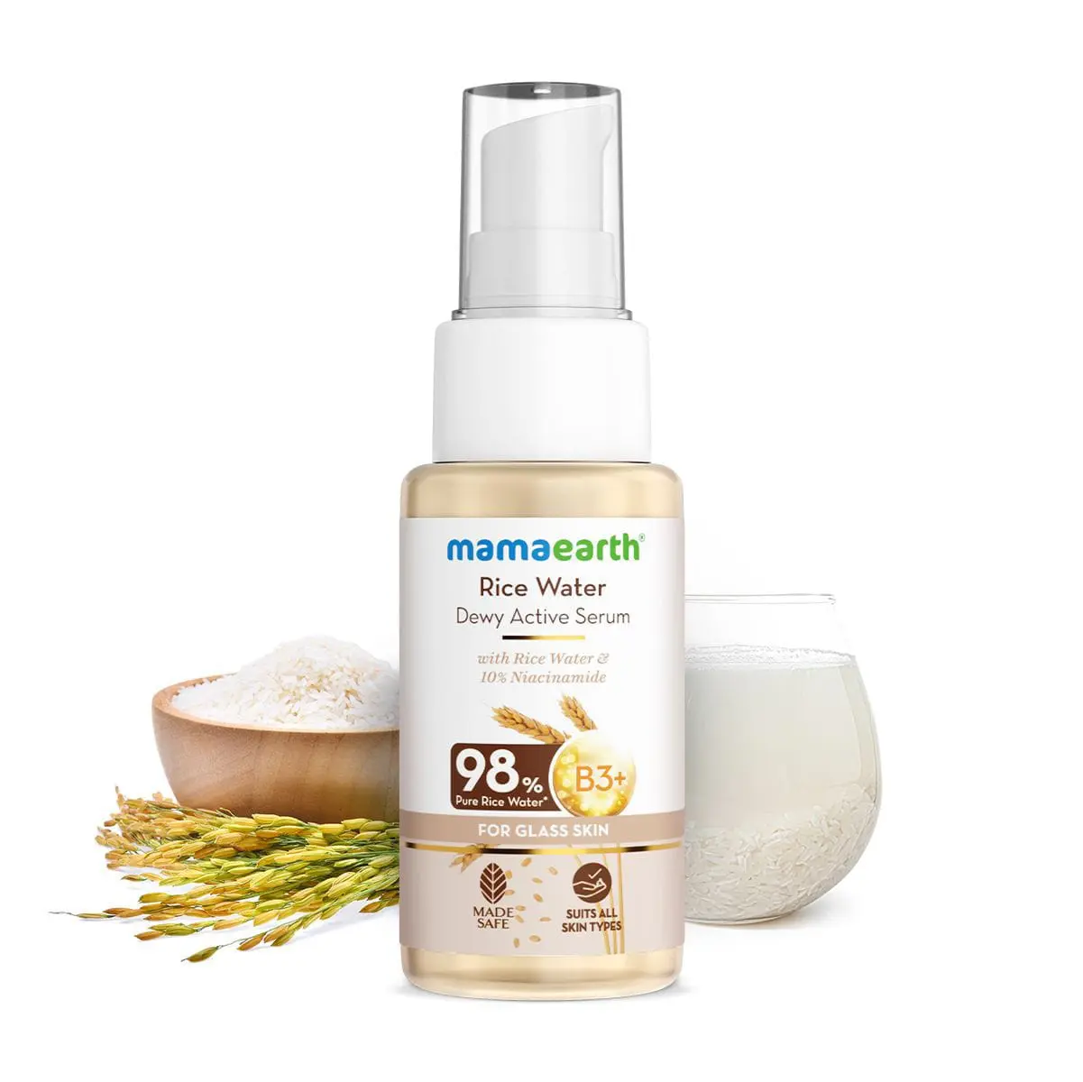 Mamaearth Rice Water Dewy Active Serum with Rice Water & 10% Niacinamide - 50ml